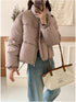 Crop Puffer Zipper with Buttons Jacket